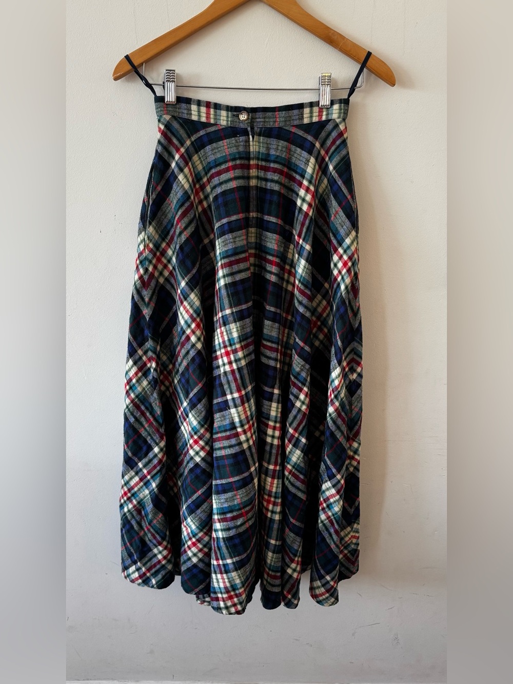 Vintage Ralph Lauren Blue Label Plaid Midi Skirt w Pockets Cotton Tartan Sz 4 - Picture 5 of 12